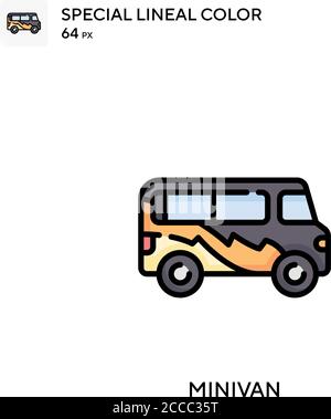 Minivan Special lineal color icon. Illustration symbol design template for web mobile UI element. Perfect color modern pictogram on editable stroke. Stock Vector