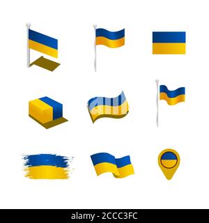 ukraine flag icon set collection, easy editable, additional size include layer by layer Stock Vector