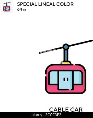 Cable car Special lineal color icon. Illustration symbol design template for web mobile UI element. Perfect color modern pictogram on editable stroke. Stock Vector