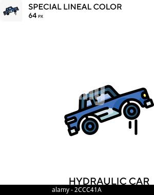 Hydraulic car Special lineal color icon. Illustration symbol design template for web mobile UI element. Perfect color modern pictogram on editable str Stock Vector