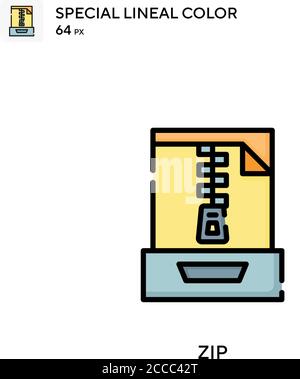 Zip Special lineal color icon. Illustration symbol design template for web mobile UI element. Perfect color modern pictogram on editable stroke. Stock Vector