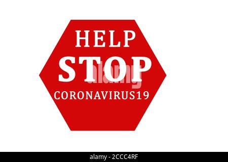 Help Stop Coronavirus19 words on white background Stock Photo