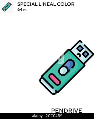 Pendrive Special lineal color icon. Illustration symbol design template for web mobile UI element. Perfect color modern pictogram on editable stroke. Stock Vector