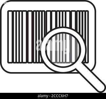 bar code with magnifying glass line style icon vector illustration design Stock Vector