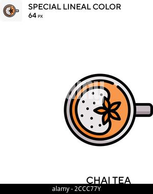 Chai tea Special lineal color icon. Illustration symbol design template for web mobile UI element. Perfect color modern pictogram on editable stroke. Stock Vector