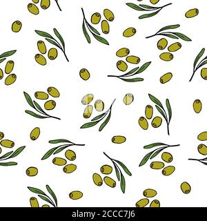 Seamless olives pattern. Vector illustration. Stock Vector