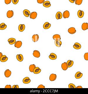 Seamless apricot pattern. Vector illustration. Stock Vector