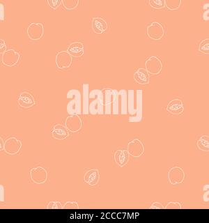 Seamless peach pattern. Vector illustration. Stock Vector