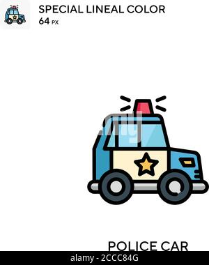 Police car Special lineal color icon. Illustration symbol design template for web mobile UI element. Perfect color modern pictogram on editable stroke Stock Vector