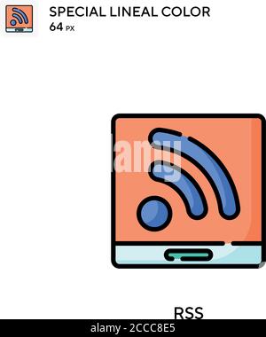 Rss Special lineal color icon. Illustration symbol design template for web mobile UI element. Perfect color modern pictogram on editable stroke. Stock Vector