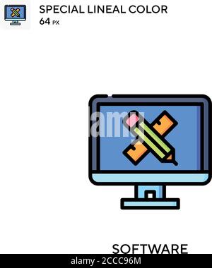 Software Special lineal color icon. Illustration symbol design template for web mobile UI element. Perfect color modern pictogram on editable stroke. Stock Vector