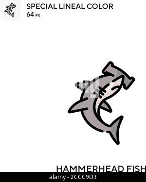Hammerhead fish Special lineal color icon. Illustration symbol design template for web mobile UI element. Perfect color modern pictogram on editable s Stock Vector