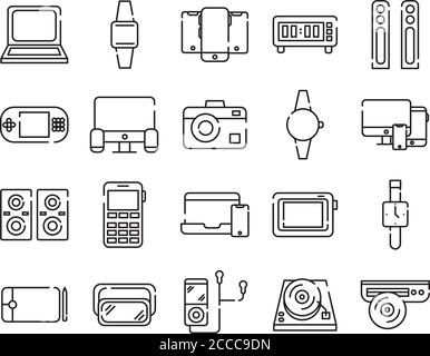 bundle of twenty devices electronics set icons vector illustration design Stock Vector