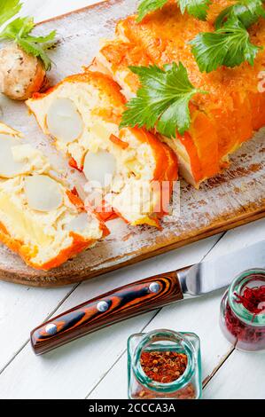 Homemade terrine with Jerusalem artichoke, carrots and potatoes Stock Photo