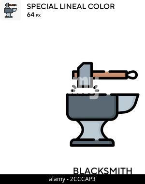 Blacksmith Special lineal color icon. Illustration symbol design template for web mobile UI element. Perfect color modern pictogram on editable stroke Stock Vector