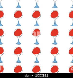 Seamless texture with glass of red wine Stock Vector