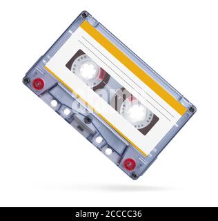 Old audio tape compact cassette isolated on white background with clipping path Stock Photo