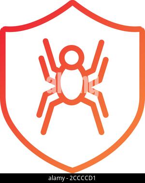 shield secure with spider gradient style icon vector illustration design Stock Vector