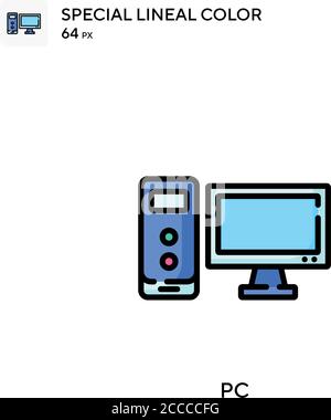 Pc Special lineal color icon. Illustration symbol design template for web mobile UI element. Perfect color modern pictogram on editable stroke. Stock Vector