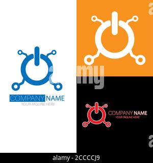 Electric logo. Button with contacts. Vector illustration for a logo, icon, emblem or sticker isolated on a white background. Stock Vector