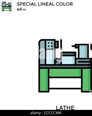 Lathe Special lineal color icon. Illustration symbol design template for web mobile UI element. Perfect color modern pictogram on editable stroke. Stock Vector