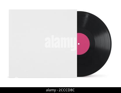 lp vinyl record with with cover mockup isolated on white background. Clipping path Stock Photo