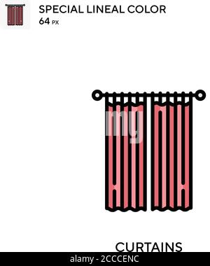 Curtains Special lineal color icon. Illustration symbol design template for web mobile UI element. Perfect color modern pictogram on editable stroke. Stock Vector
