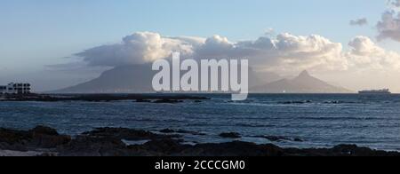 Panoramic View of Table Mountain, Cape Town, South Africa Stock Photo