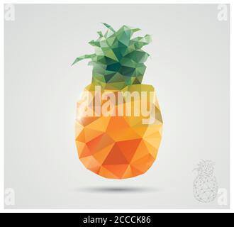 Geometric polygonal fruit, triangles, pineapple, vector illustration Stock Vector
