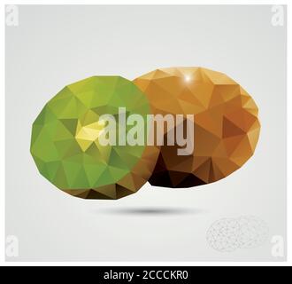 Geometric polygonal fruit, triangles, kiwi, vector illustration Stock Vector