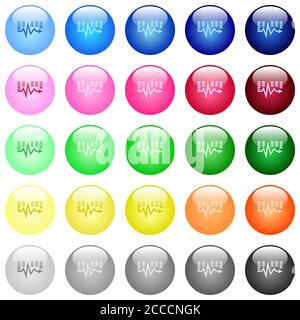 Music waves icons in set of 25 color glossy spherical buttons Stock Vector