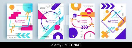 Modern abstract covers set, minimal covers design. Colorful geometric background, vector illustration. Stock Vector