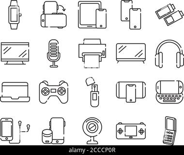 bundle of twenty devices electronics set collection icons vector illustration design Stock Vector
