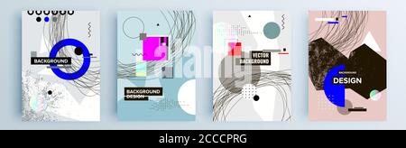 Modern abstract covers set, minimal covers design. Colorful geometric background, vector illustration. Stock Vector