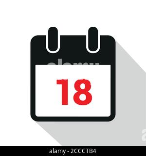 simple calendar icon 18 on white background vector illustration EPS10 Stock Vector