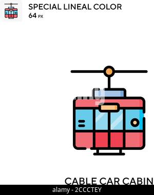 Cable car cabin Special lineal color icon. Illustration symbol design template for web mobile UI element. Perfect color modern pictogram on editable s Stock Vector