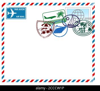 Airmail envelope with postmark - vector illustration Stock Vector