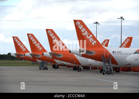 EasyJet aircraft on their stands at London Southend Airport Essex UK Stock Photo