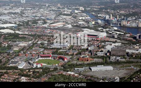 Aerial View Of Emirates Old Trafford Cricket Ground, Home Of Lancashire ...