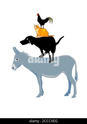 Bremen town musicians, fairy tale story Stock Vector