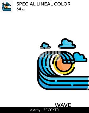 Wave Special lineal color icon. Illustration symbol design template for web mobile UI element. Perfect color modern pictogram on editable stroke. Stock Vector