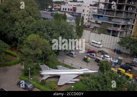 Bangalore, India - September 11, 2016: From above view of Visvesvaraya Industrial and Technological science Museum with a view of HAL HF-24 Marut figh Stock Photo