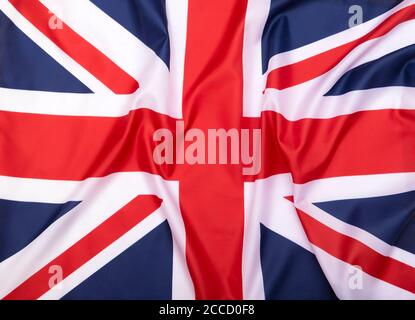 Fabric flag of the United Kingdom as background or texture Stock Photo