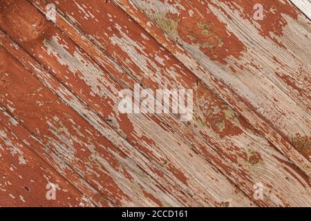 Wooden background from old boards, brick red orange Stock Photo