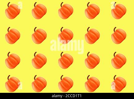seamless pattern of pumpkin on the yellow background Stock Photo