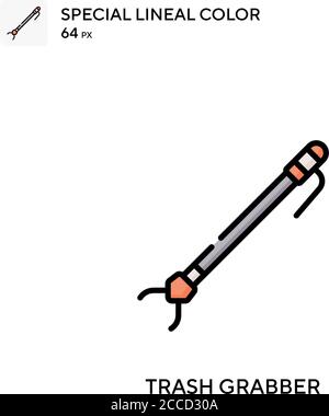 Trash grabber Special lineal color icon. Illustration symbol design template for web mobile UI element. Perfect color modern pictogram on editable str Stock Vector