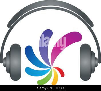 Headphones, equalizer, sound, music, digital, logo Stock Vector