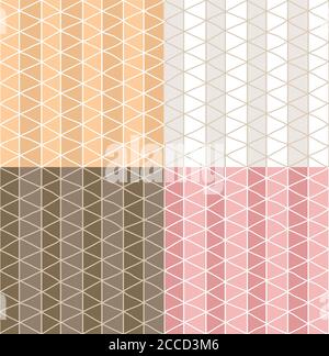 Four seamless patterns with hand drawn line grid pattern, vector illustration Stock Vector