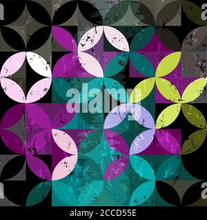 abstract geometric background pattern, retro/vintage style, with circles, strokes and splashes Stock Vector