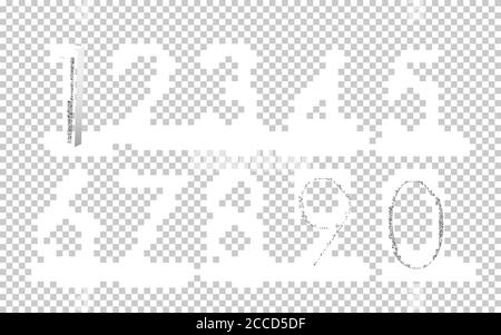 Silver numbers isolated on transparent background. Vector design elements. Stock Vector